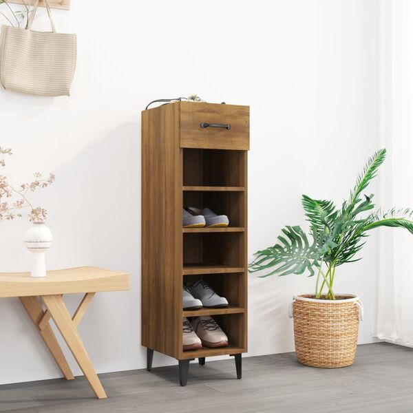 vidaXL Shoe Cabinet Brown Oak Engineered wood Small Shoe Cabinet
