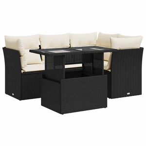 vidaXL Garden Sofa Set Black, Cream White