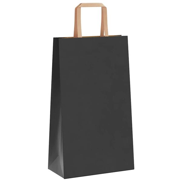 vidaXL Paper Bags 50 pcs with Handles Black 8.3x4.3x14.2"