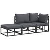 vidaXL Garden Sofa Set with Cushion 3 pcs Black Aluminium
