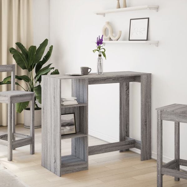 vidaXL Bar Table Grey sonoma Engineered wood Large Bar Table