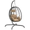 vidaXL Hanging Egg Chair Taupe Poly Rattan, Steel Standard