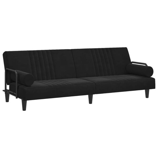 vidaXL Sofa Bed Black Velvet (100% polyester), plywood Standard