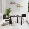 vidaXL Garden Dining Set with Cushion 3 pcs Black Poly Rattan