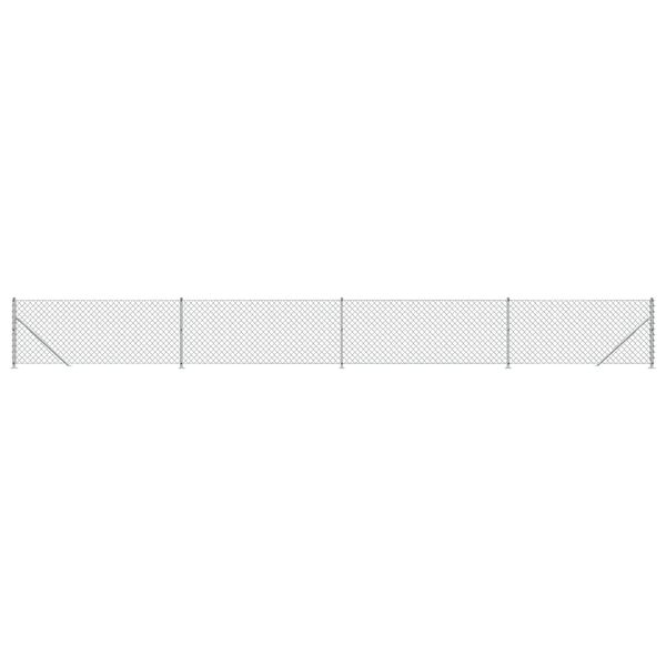 vidaXL Chain Link Fence with Flange Silver 2.6'x32.8'