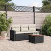 vidaXL Garden Sofa Set Black PE Rattan 4 Piece Set Modular