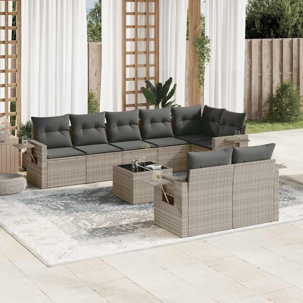 vidaXL Garden Sofa Set Light grey sofa, dark grey cushions