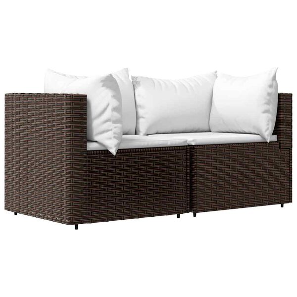 vidaXL Patio Corner Sofa Brown and Cream