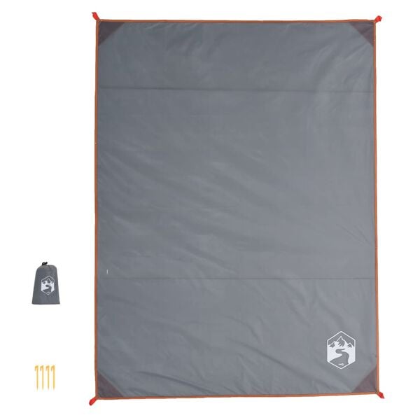 vidaXL Picnic Blanket with Pegs Gray and Orange 80.7"x61"