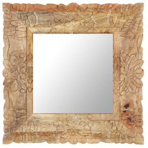 vidaXL Mirror Natural mango wood color Solid mango wood 19.7x19.7 in
