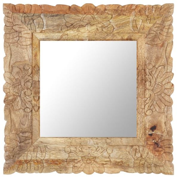 vidaXL Mirror Natural mango wood color Solid mango wood 19.7x19.7 in