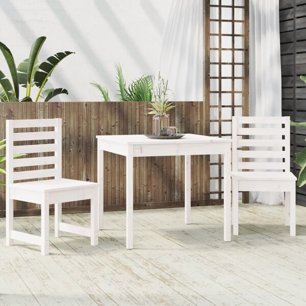vidaXL Garden Bistro Set White Solid pine wood Durable Bistro Set