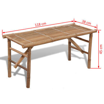 vidaXL Folding Patio Bench 46.5" Bamboo