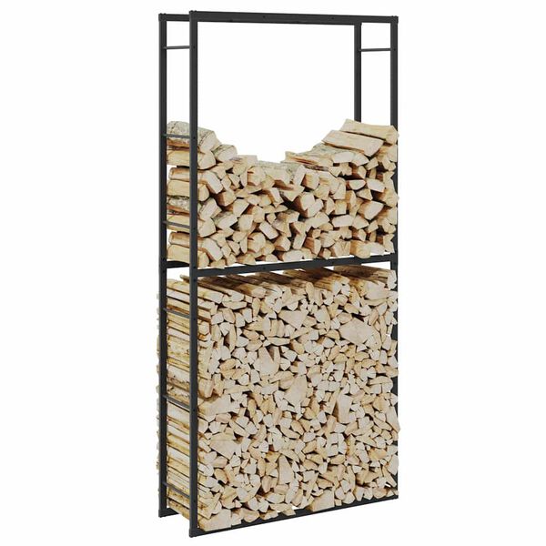 vidaXL Firewood Rack Black 39.4x11.8x82.3" Steel