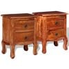 vidaXL Nightstand Set of 2 Brown Solid acacia wood Medium Nightstand