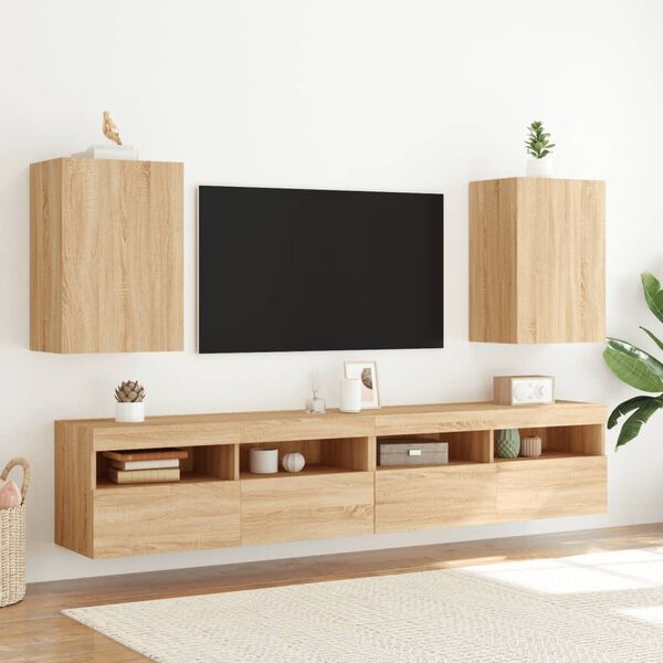 vidaXL TV Wall Cabinet Set of 2 Sonoma oak Engineered wood Standard