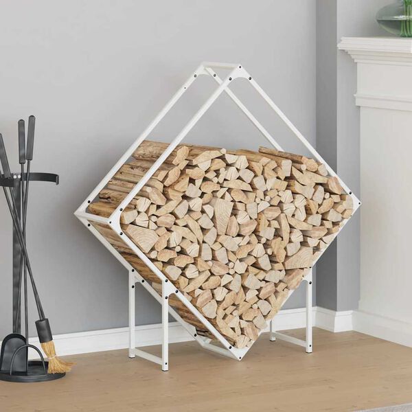 vidaXL Firewood Rack White 39.4x9.8x39.4" Cold-rolled steel