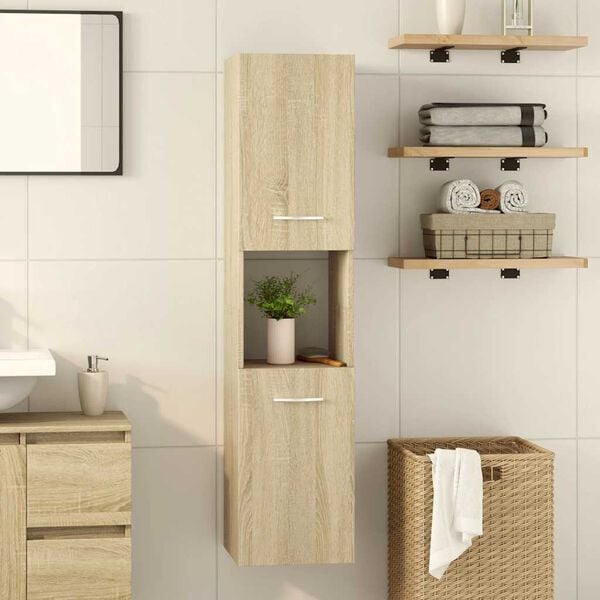vidaXL Bathroom Cabinet Sonoma Oak Engineered wood Compact Modern