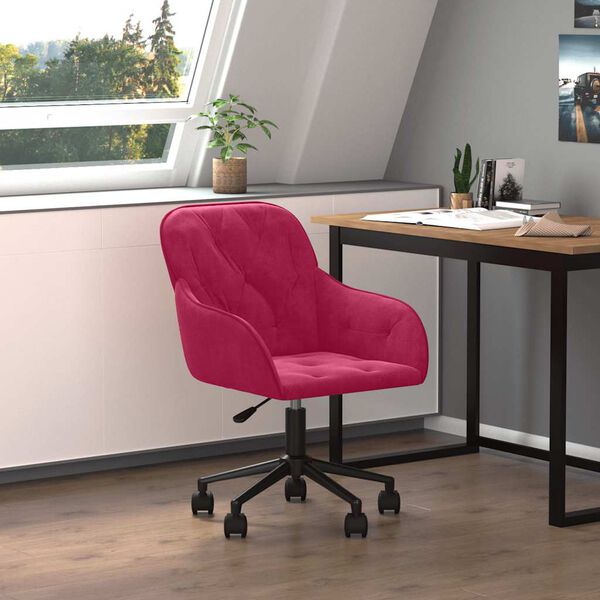 vidaXL Swivel Office Chair Wine Red Velvet