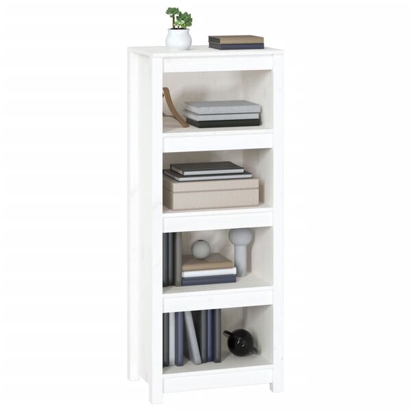 vidaXL Book Cabinet White Solid pine wood 19.7x13.8x49.4 in Book Cabinet