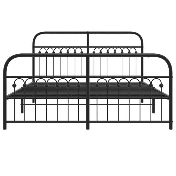 vidaXL Bed Frame Black Steel King Size Durable Bed Frame Rectangular