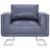 vidaXL Cube Armchair Gray Faux Suede Leather