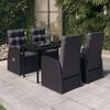 vidaXL Garden Dining Set Black PE rattan, powder-coated steel, glass Large