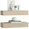 vidaXL Drawer Shelf Set of 2 Oak MDF, Metal Medium Appealing Design