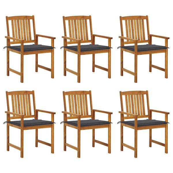 vidaXL Garden Chair Set of 6 Natural wood, Anthracite
