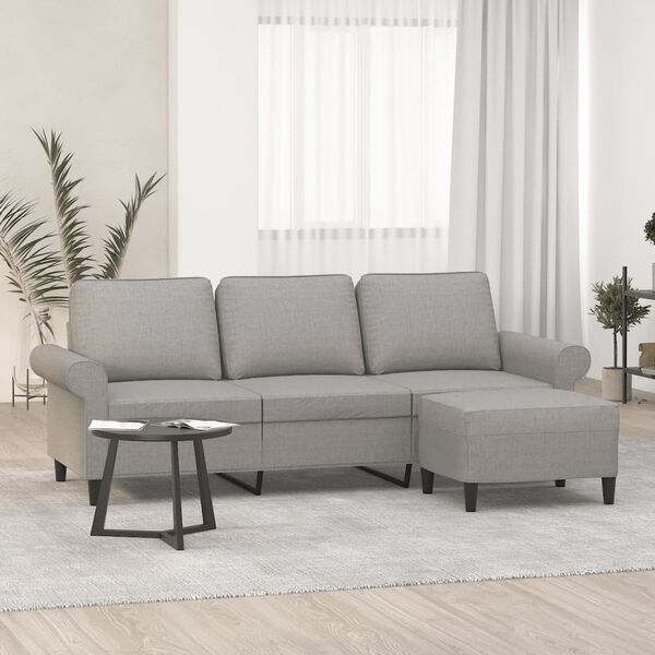vidaXL 3-seater Sofa With Footstool Light grey