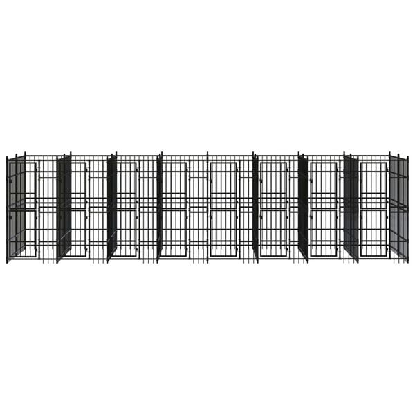 vidaXL Dog Kennel Black Powder-coated steel Large Durable Dog Kennel