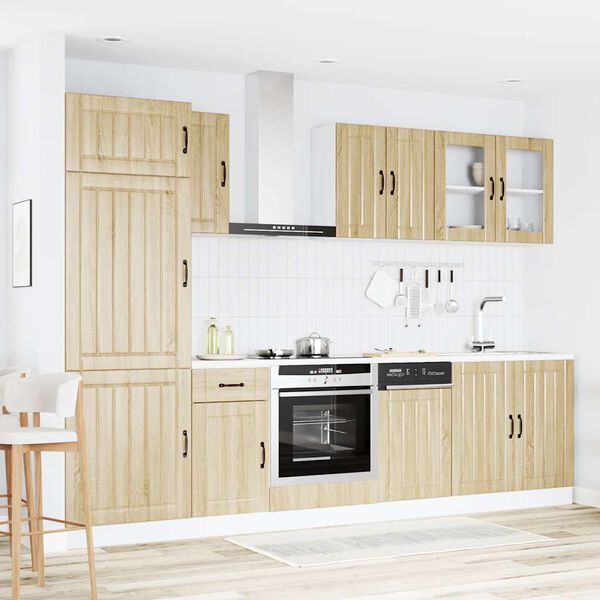 vidaXL Kitchen Cabinet Set Sonoma oak Engineered wood and glass Large