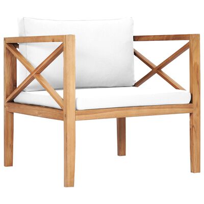 vidaXL 5 Piece Patio Lounge Set with Cream Cushions Solid Wood Teak