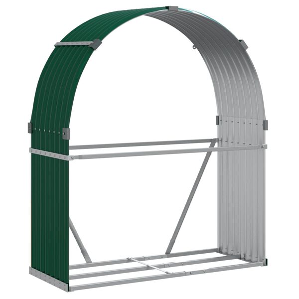 vidaXL Log Holder Green 47.2"x17.7"x55.1" Galvanized Steel