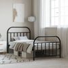 vidaXL Bed Frame Black Powder-Coated Steel Twin Bed Frame Rectangular