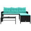 vidaXL Garden Sofa Black sofa with blue cushions