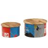 vidaXL Coffee Table Set of 2 Multicolor Solid mango wood, old tin sheet