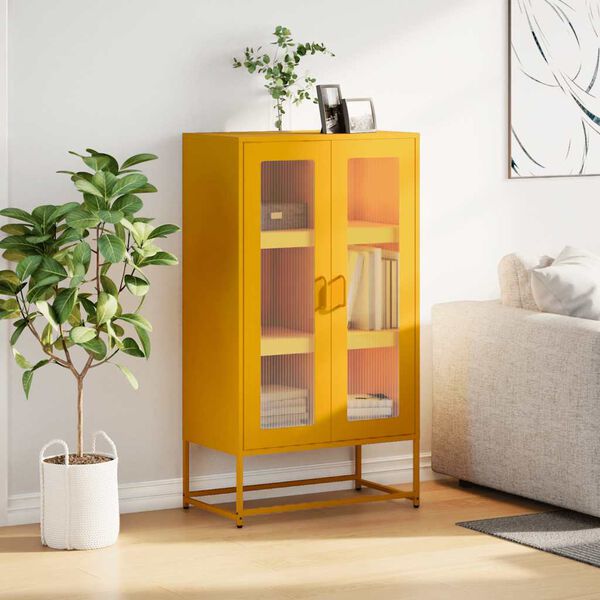 vidaXL Highboard Mustard Yellow Cold-rolled steel Standard