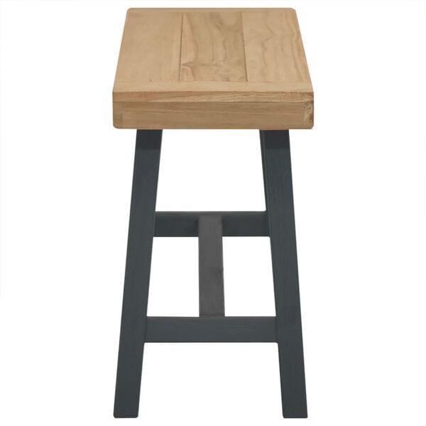 vidaXL Bench Brown and black Solid teak wood 43.3 in Durable Bench