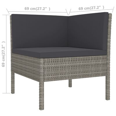 vidaXL 12 Piece Patio Lounge Set with Cushions Poly Rattan Gray