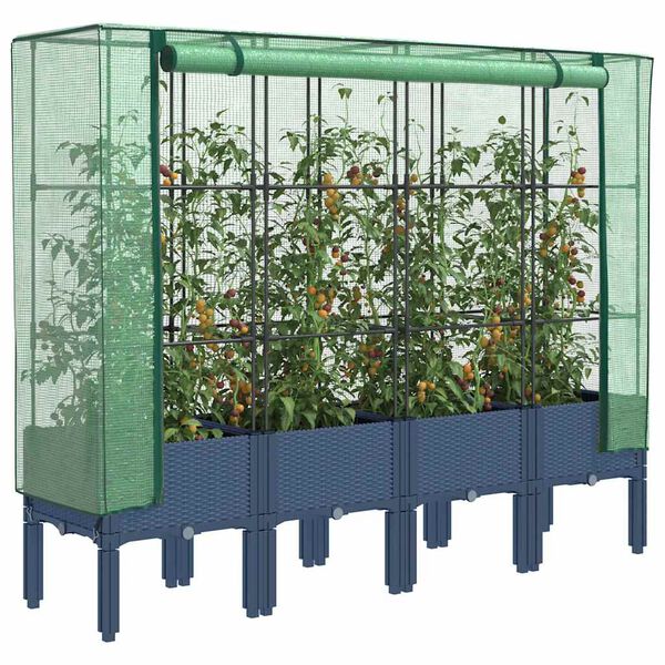 vidaXL Raised Bed Blue grey Polypropylene, Iron, Polyethylene Large