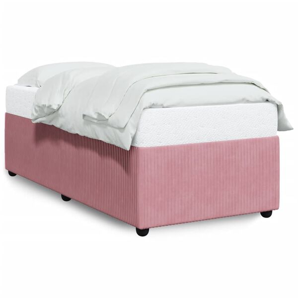 vidaXL Bed Frame Pink Velvet (100% polyester), Plywood, Engineered wood