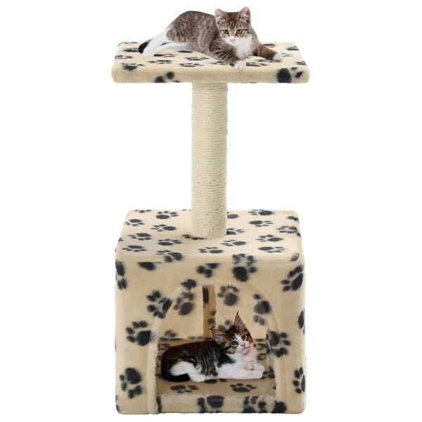 vidaXL Cat Tree Beige with black paw prints