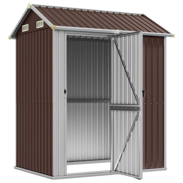 vidaXL Garden Shed Brown Galvanized Steel Large Garden Shed