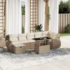 vidaXL Garden Sofa Set Beige PE Rattan Large Adjustable Armrests