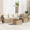 vidaXL Garden Sofa Set with Cushion 6 pcs Beige Poly Rattan