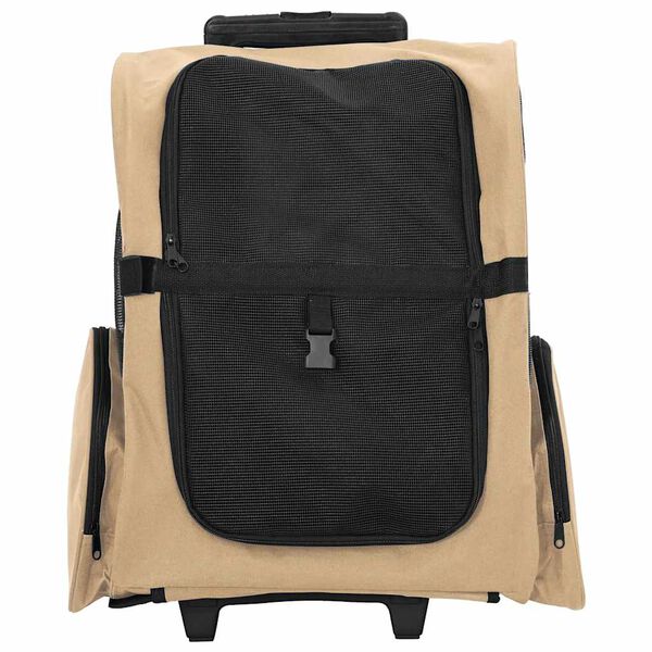 vidaXL Pet Trolley 3-in-1 Design Sand 18.9x12.6x(22.4–41.7)" Oxford Fabric