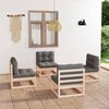 vidaXL Garden Lounge Set Natural pine, Grey cushions
