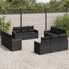 vidaXL Garden Sofa Set Black PE Rattan, Powder-Coated Steel, Polyester