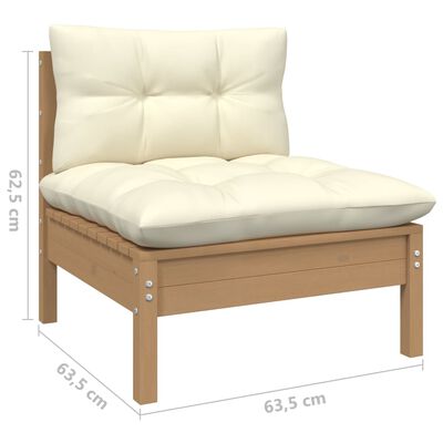 vidaXL 9 Piece Patio Lounge Set with Cushions Honey Brown Pinewood